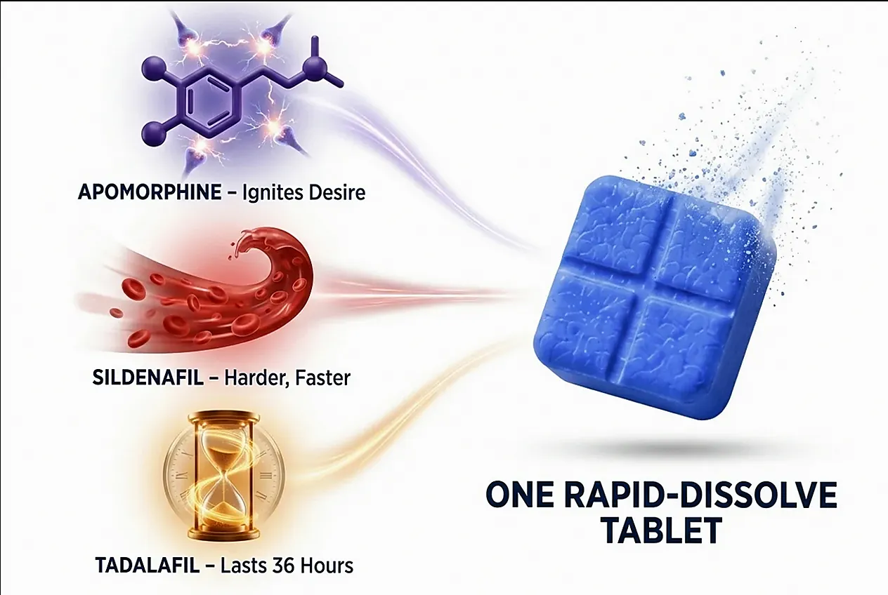 The DirectMax formula: apomorphine + sildenafil + tadalafil